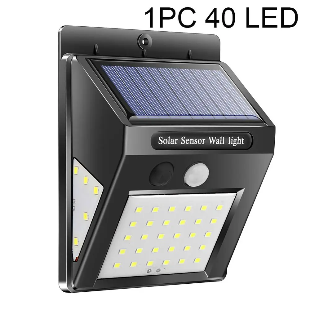 1PC 40LED 1/2/4 шт. 30/40 светодиодный солнечный Мощность лампа движения PIR Сенсор Активированный солнечный светильник Водонепроницаемый открытый сад безопасности настенный светильник - Испускаемый цвет: 1PC 40LED