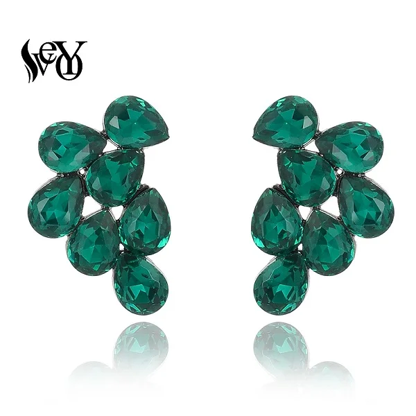 green VEYO элегантные серьги-гвоздики модные ювелирные изделия серьги с кристаллами для женщин - Окраска металла: green
