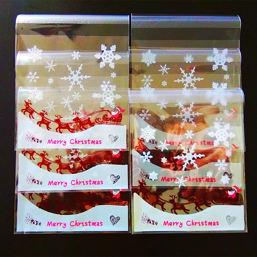 100 шт. 10x10 + 3 см Санта Клаус Олень Снежинки Bakery Cookie конфеты сладкий печенье подарок