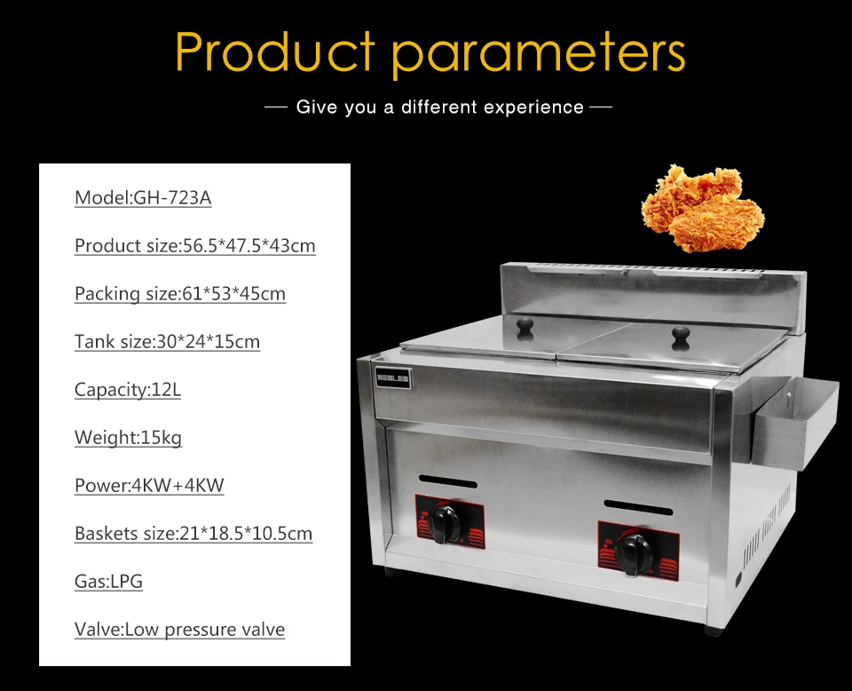 XEOLEO Коммерческая газовая фритюрница глубокая фритюрница из нержавеющей стали жарочная машина два танка двойное сито жареная курица/Картофель фри 12л