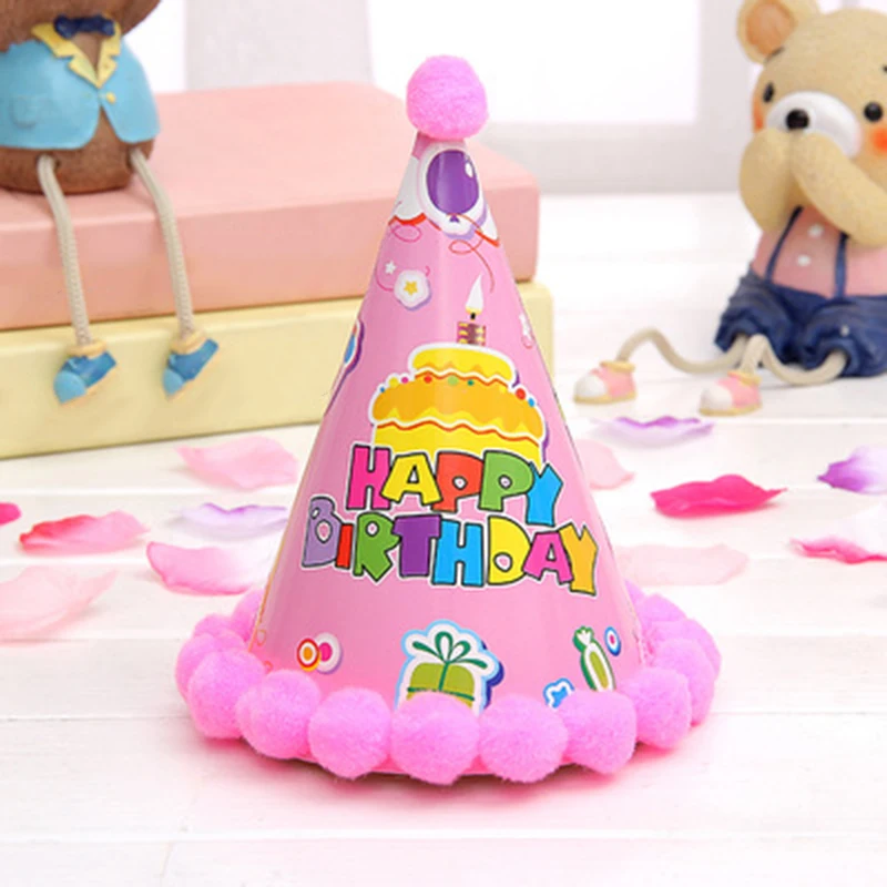 Children Adults Birthday Cap Kids Party Fuzzy Ball Hats Decor | Детская одежда и обувь