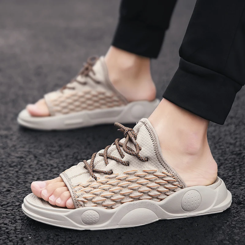New product men's summer main push stretch fly weave leisure sports tide slippers outdoor sandal beach shoewear garden clogs | Спорт и