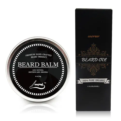 Beard Oil and Balm Cosprof Бальзам для бороды, крем для усов, масло для бороды, набор, кондиционер, бальзам для бороды, здоровый увлажняющий воск для усов, щетка, гребень, натуральный - Цвет: Beard Oil and Balm