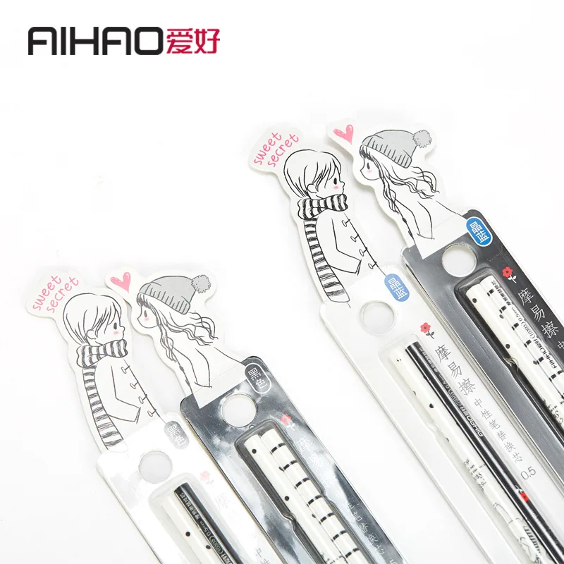 AIHAO/Новинка 2019 гелевая чернильная ручка для школы и офиса 0 5 мм милая парная