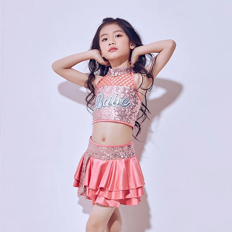 

Танцевальный костюм для девочек, летняя одежда для Черлидинга, танцевальный костюм для выступлений, костюм для подиума