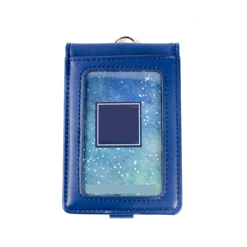 Blue vertical Nahoo вертикальный стильный держатель для ID из натуральной кожи, визитница, чехол, держатель для карт, ярлык для Id карты, ремешок, выдвижной ремешок - Цвет: Blue vertical