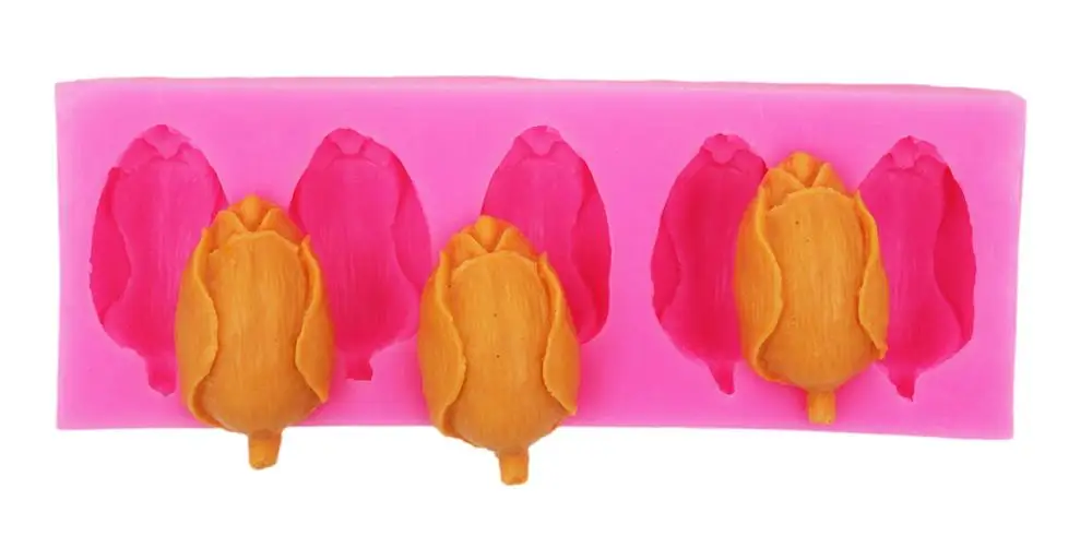 

Tulip Flowers Silicone Fondant Molds Candy Chocolate Resin Molds Gum Paste Cake Decorating cake topper Mould