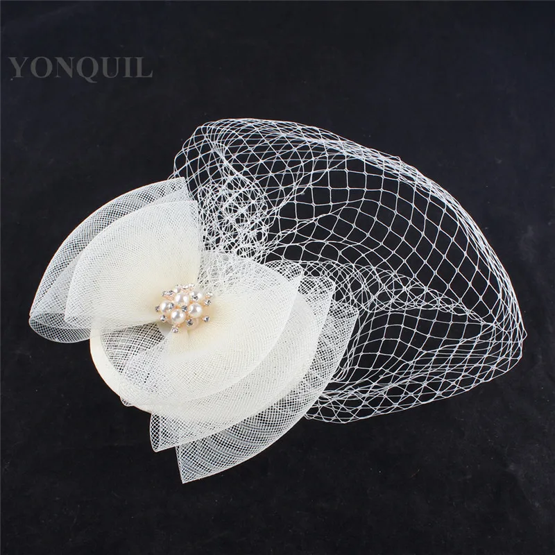 

Wedding Fascinators Sinamay Base with Crinoline and Birdcage Veils Adorned Bridal Veils for Event Occassion Headwear 17 Colors