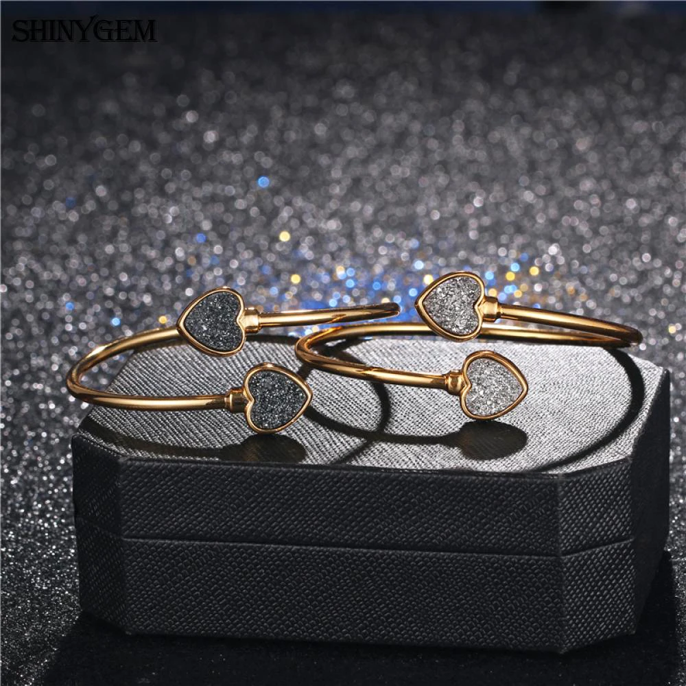 ShinyGem винтажные регулируемые браслеты из натурального камня Открытый браслет на