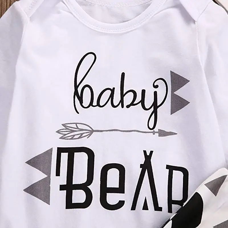 Baby Boy Girl Clothes Sets Cute Cartoon Bear Pattern Long Sleeve Tops Romper Trousers Hat Outfits Set for Boys |