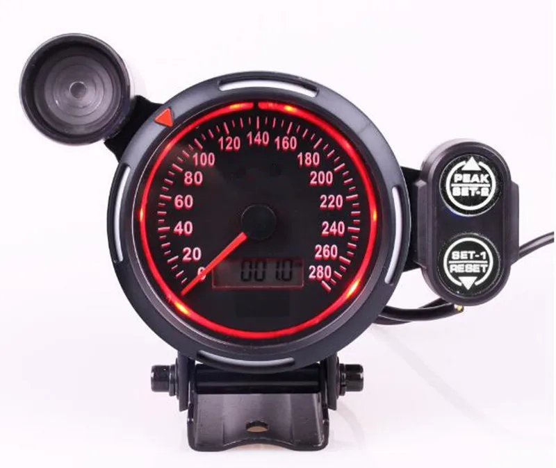 Red light Логотип 80 мм Датчик скорости 280 MPH Лодка Автомобильный датчик скорости с синим светом подходит Универсальный датчик скорости - Цвет: Red light