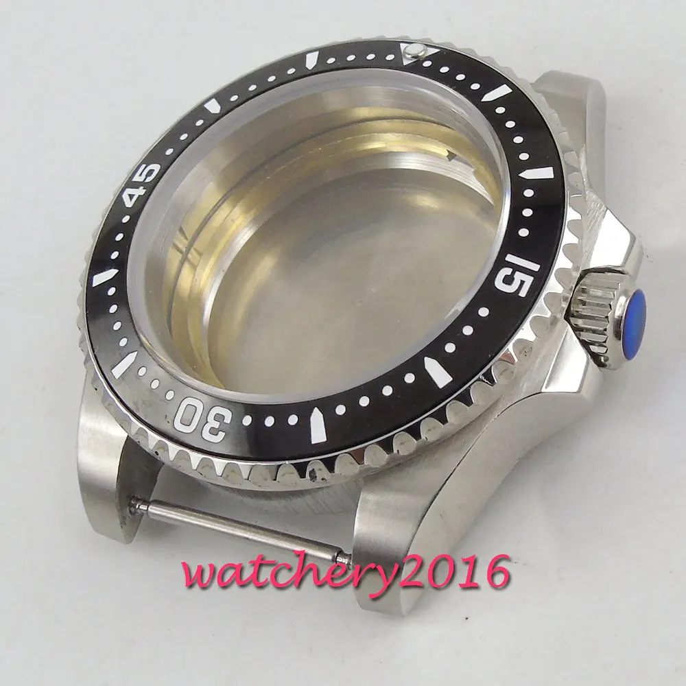 40 мм сапфировое стекло черный керамический ободок Дата часы Чехол подходит 2836