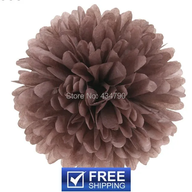 

20pcs 14"(35cm) Tissue Paper Flower Balls Brown-Nursery Birthday Party Ceremony Decor Hanging Pom Poms Cheap-Choose Your Colors