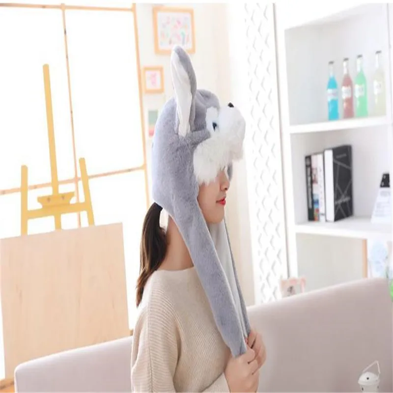 Будет перемещать уши Хаски плюшевая шапка фото реквизит косплей-одежда игрушка