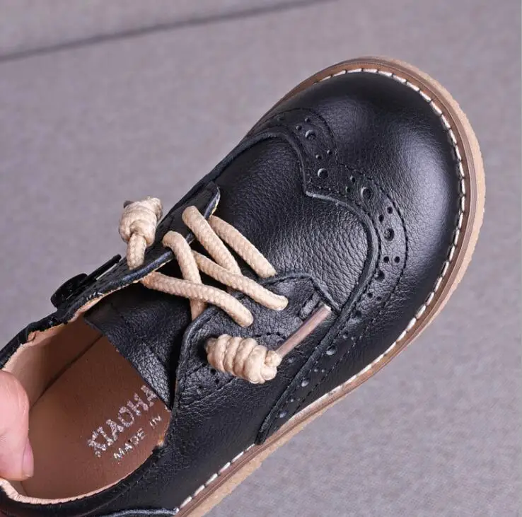 Детская обувь из натуральной кожи Новинка осени 2019 британская черная