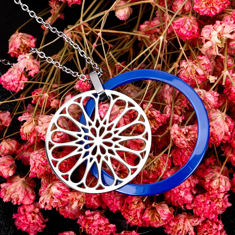 Женское колье с голубым цветком ожерелье из керамики подсолнухом|ceramic necklace|statement