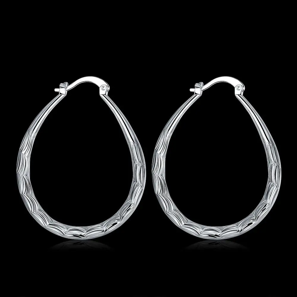 Женские серьги кольца в стиле ретро Aros Plata овальные с рисунком рыбы для вечеринки