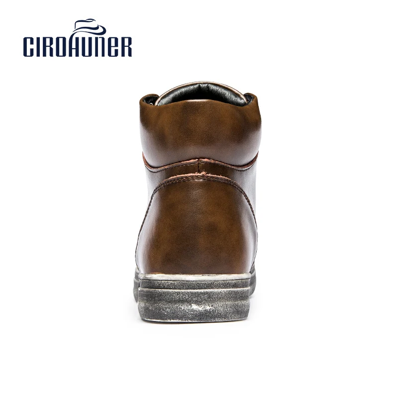CIROHUNER New Fashion Men's Winter Boots Made of Genuine Leather Military Martin boots for Men Brown Colors Plus S |
