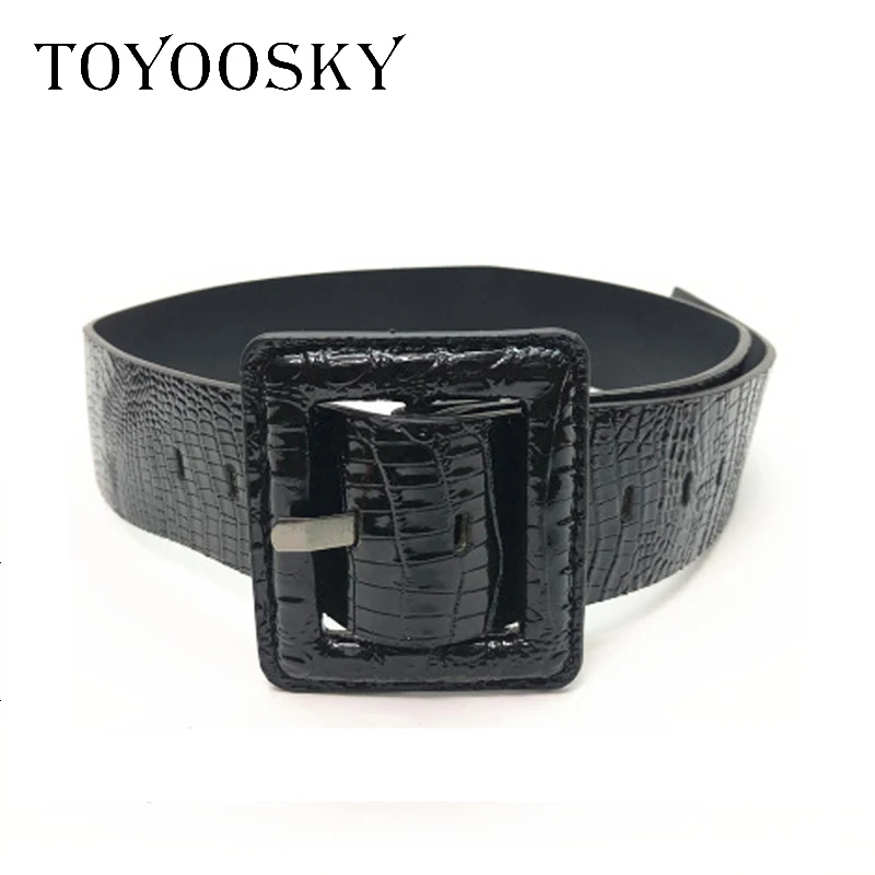 Новое поступление 2020 Модный женский ремень из крокодиловой кожи черный широкий с