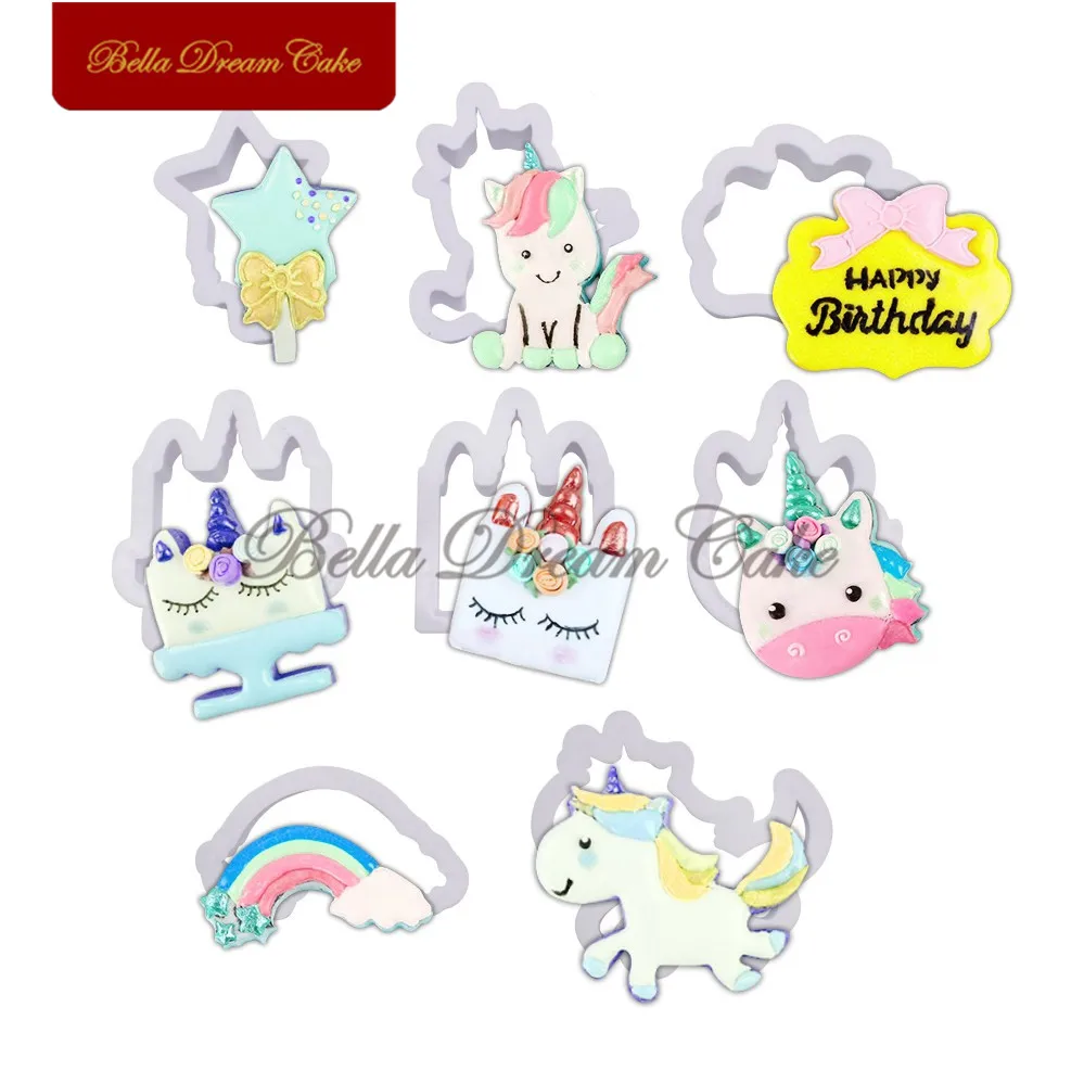 8 шт./компл. Единорог резак для печенья форма тиснения резаки сахарного ремесла