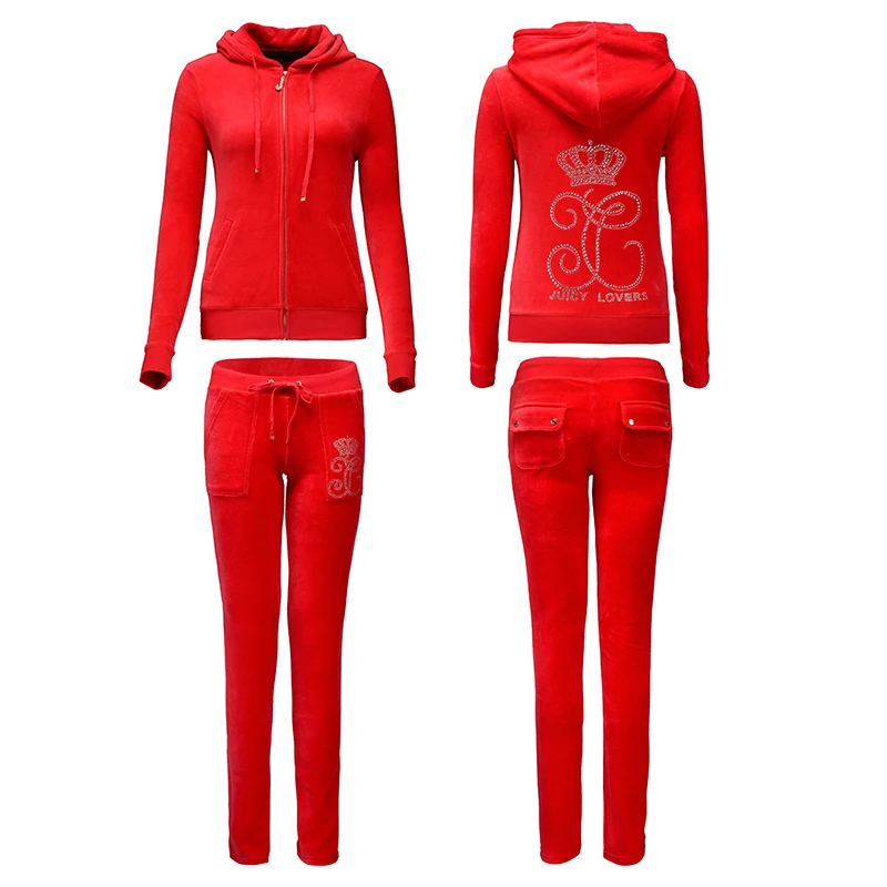 Женские спортивные костюмы Juicy Lovers фиолетовые синие бархатные повседневные на