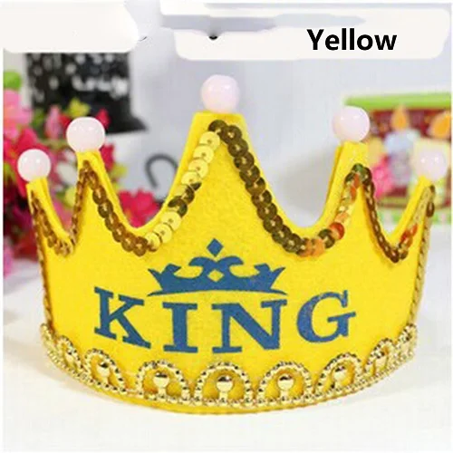 Yellow 1 шт./лот светящийся светодиодный свечение на день рождения шляпа Кепки Корона принца, принцессы мигает, аксессуары для волос, головной убор HairHoop повязка на голову одежда для маленьких детей - Цвет: Yellow