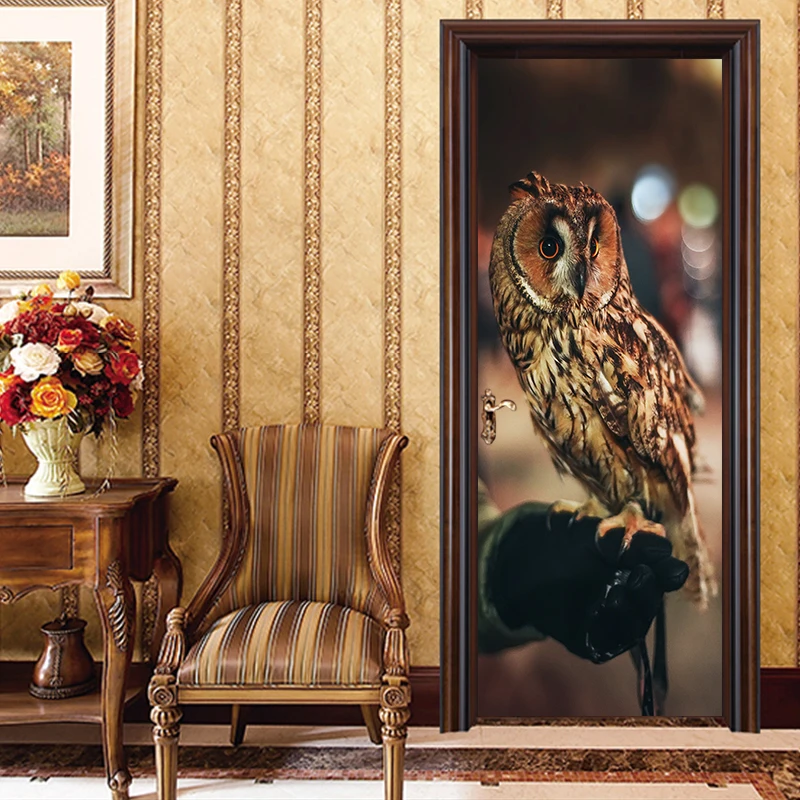 

New Creative Cute Owl Door Stickers Decor Kids Child Bedroom Living Room Decoration Wallpapers Decal Home Decor