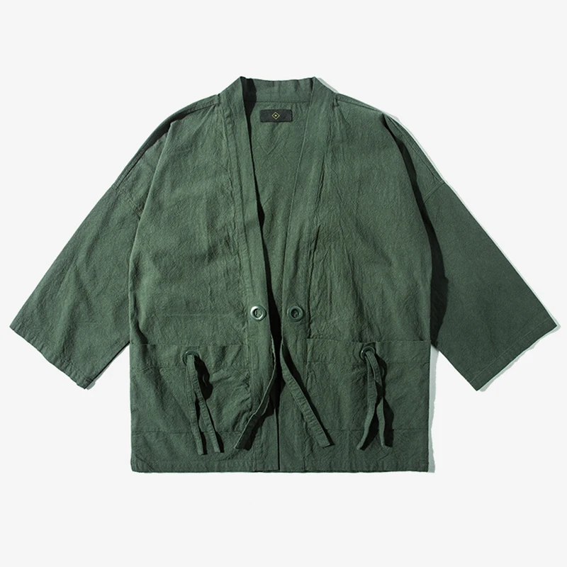 Пальто-кимоно мужское в стиле Хай-стрит весенняя куртка с рукавом три четверти из