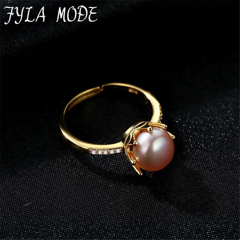 925 Sterling Silver Crown Shape Eight Paws 8-8.5mm Real Natural Freshwater White Pink Purple Pearl Finger Rings For Girlfriend | Украшения