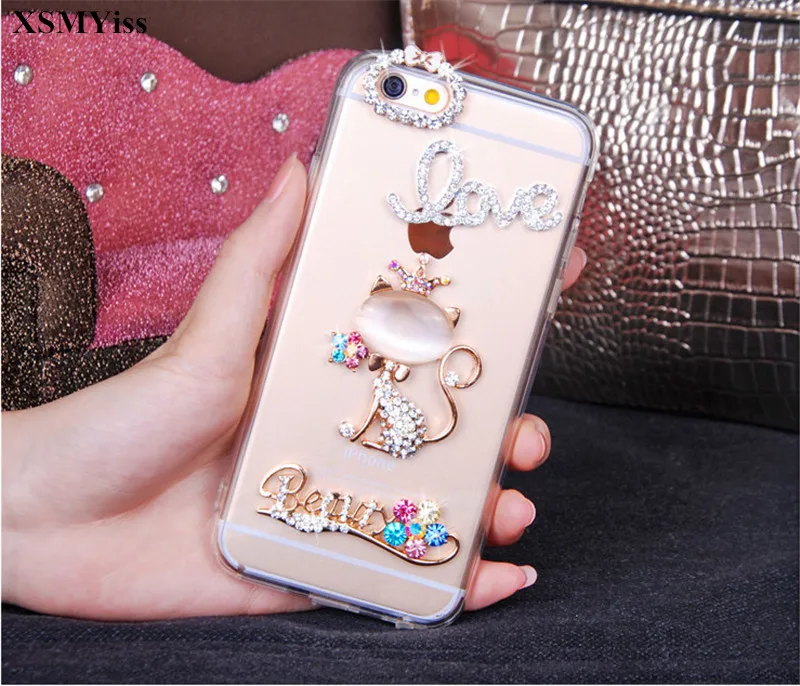 

Cute Rabbit and Fox Bling Rhinestone Diamond Phone Case For SamsungS6 S7 S8 S9 S10 S20 S21 PLUS Note5 8 9 10 20 Soft Back cover