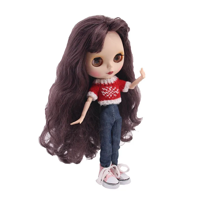 LUCKDOLL 15 Стиль 1 комплект одежды = свитер+ джинсы для BJD 30 см 1/6 Blyth куклы Barbiees одежда, игрушки для девочек, поколение, подарок на день рождения