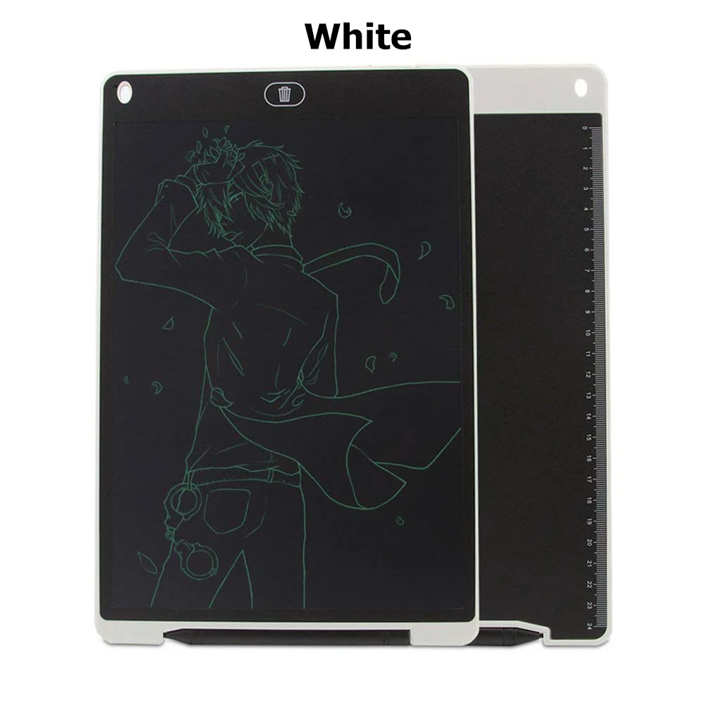White 12 дюймов ЖК-дисплей дощечку цифровое планшет для рисования почерк колодки Портативный электронный планшет доска ультратонкий доска с ручкой - Цвет: White