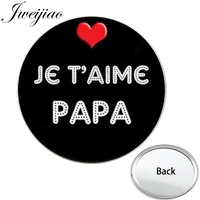 jweijiao je t aime papa one side flat mini pocket mirror fathers day gift makeup vanity hand travel purse mirror