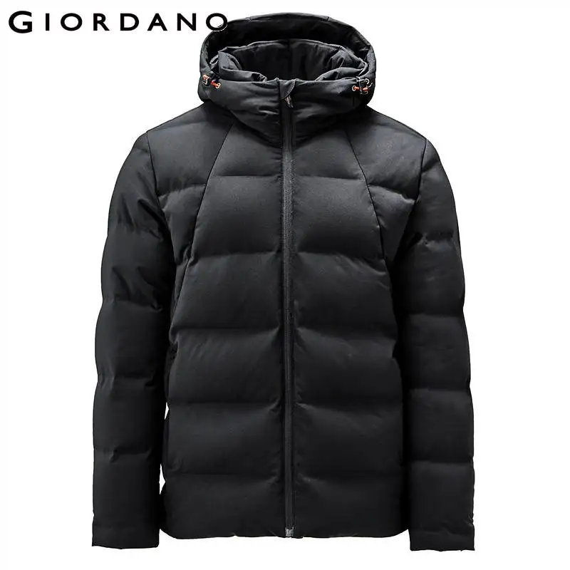Giordano мужской пуховик из утиного пуха с капюшоном, данная модель имеет широкий размерный ряд