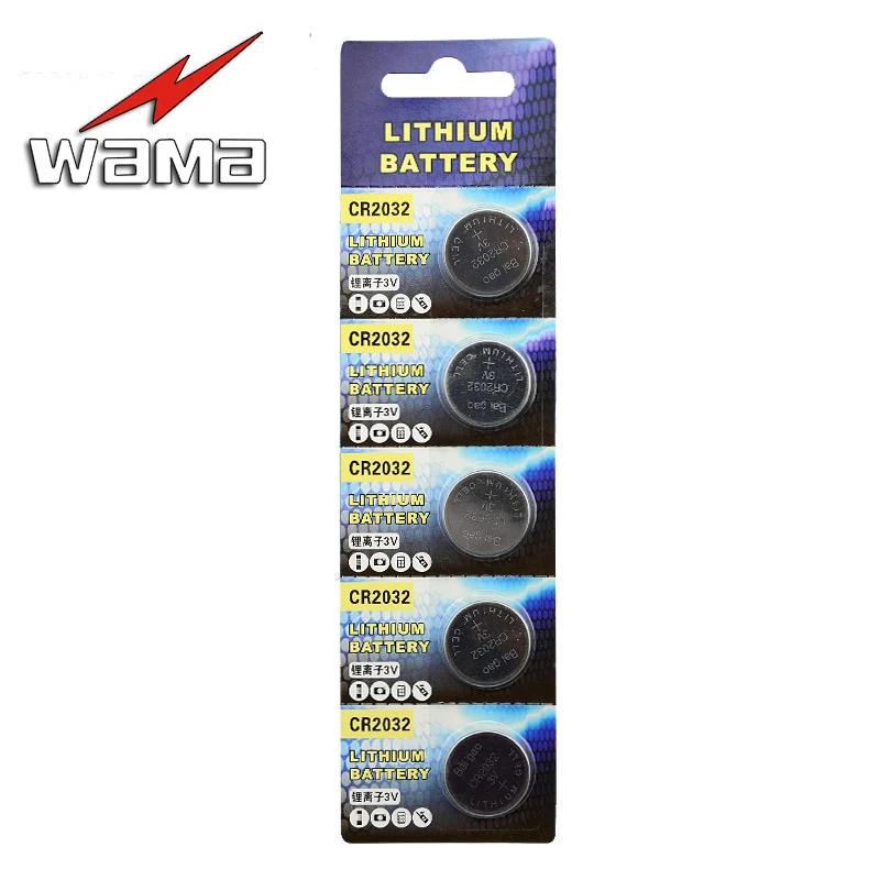 

100pcs/20packs Original Wama 3V Button Cell Coin Batteries LIthium CR2032 DL2032 SB-T15 EA2032C ECR2032 L14 Car Remote Battery