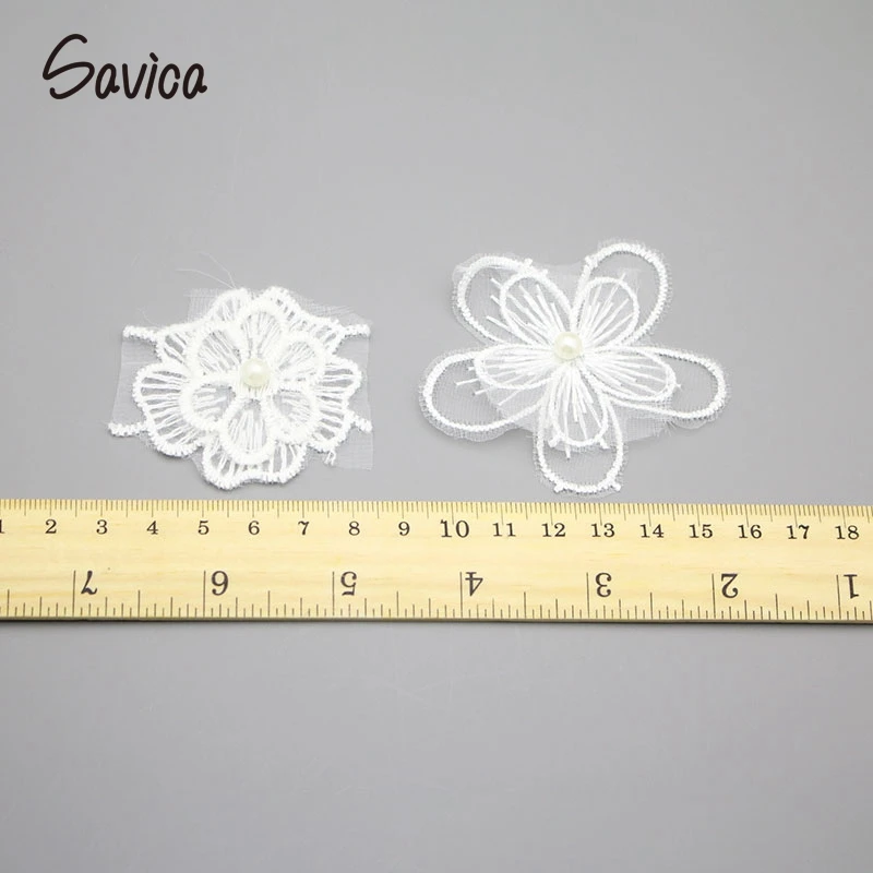 Savica 6pcs/lot White Pearls Lace Flower Embroidery Patch Sewing Patches DIY Badge Applique Fabric Craft Garment Materials LX113 | Дом и сад
