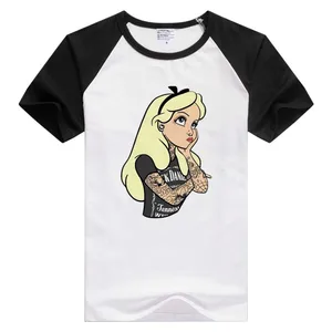 Мужскаяженская футболка с коротким рукавом, принтом в стиле Алисы в стиле панк, GA816