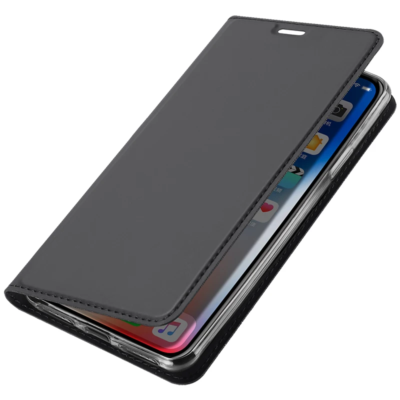 Флип-чехол для iPhone XS Max XR X 8 7 6 6s Plus из искусственной кожи ТПУ Мягкий бампер чехол с отделением для карт держатель кошелек подставка чехол для мобильного телефона - Цвет: gray