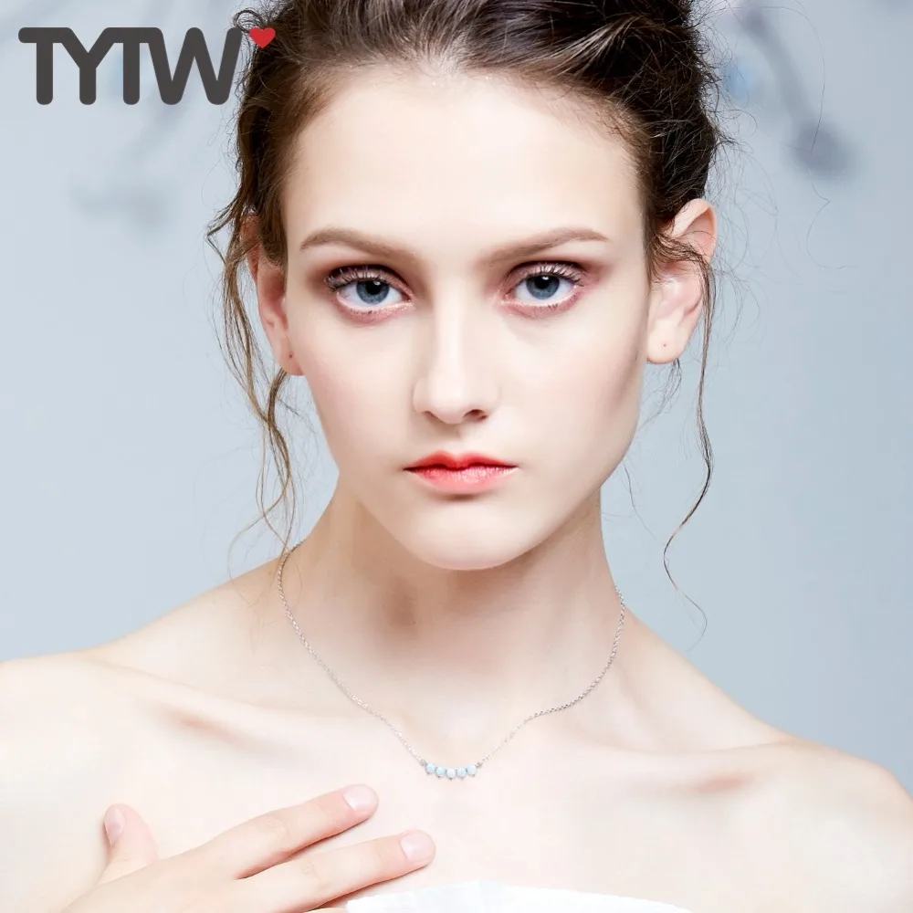 TYTW S925 Серебряное женское ожерелье с подвеской в виде улыбки круглая подвеска