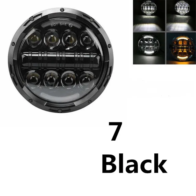80w Headlight Black Для Harley Davidson " светодиодный проектор MOTO головной светильник Угол Глаза DRL для Harley Touring Electra Glide черный 7 дюймов светодиодный светильник - Цвет: 80w Headlight Black