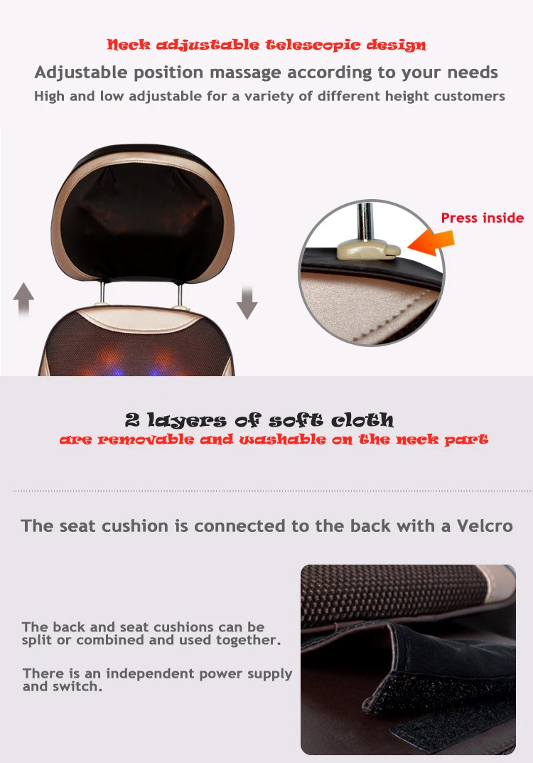 LEK 918C Home Shiatsu Массажная подушка для шеи, талии, спины, бедер E0lectric Массажная подушка для всего тела, Подушка для стула