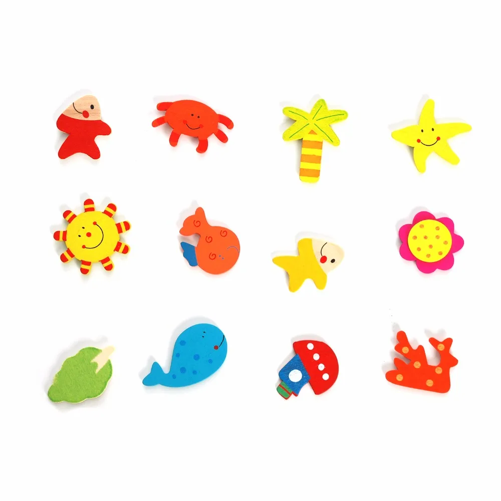 12pcs/set Cute Cartoon Animal Fridge Magnets Wooden Car Whiteboard Sticker Refrigerator Magnets For Home Decor Kids Gifts S25