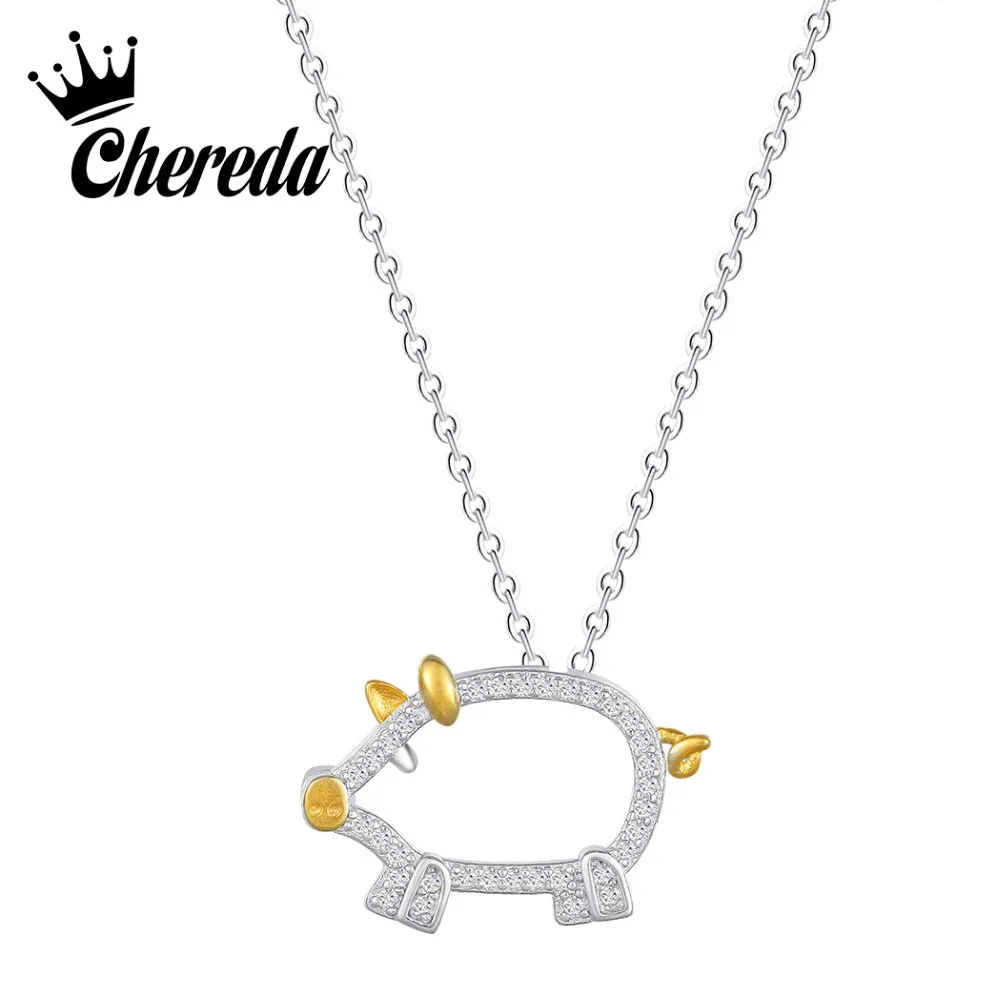 

Chereda Hollow Cute Pig Necklace for Women Cartoon Sweet Animal Chain Choker Valentine's Day Best Gift