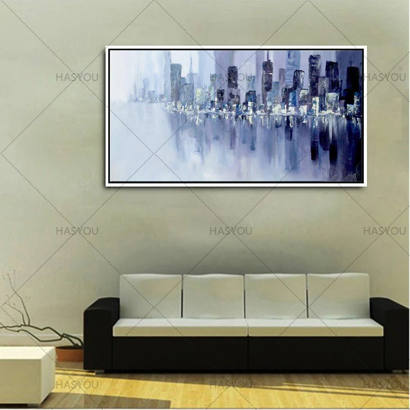 100% роспись вручную свободные отражения темного города картины маслом на холсте