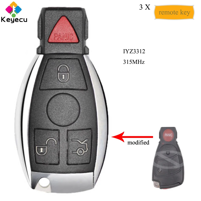KEYECU 3 шт./лот новая Замена Дистанционное Управление ключ зажигания автомобиля с 3 1/4 кнопки и 315 МГц-брелок для Mercedes Benz IYZ3312