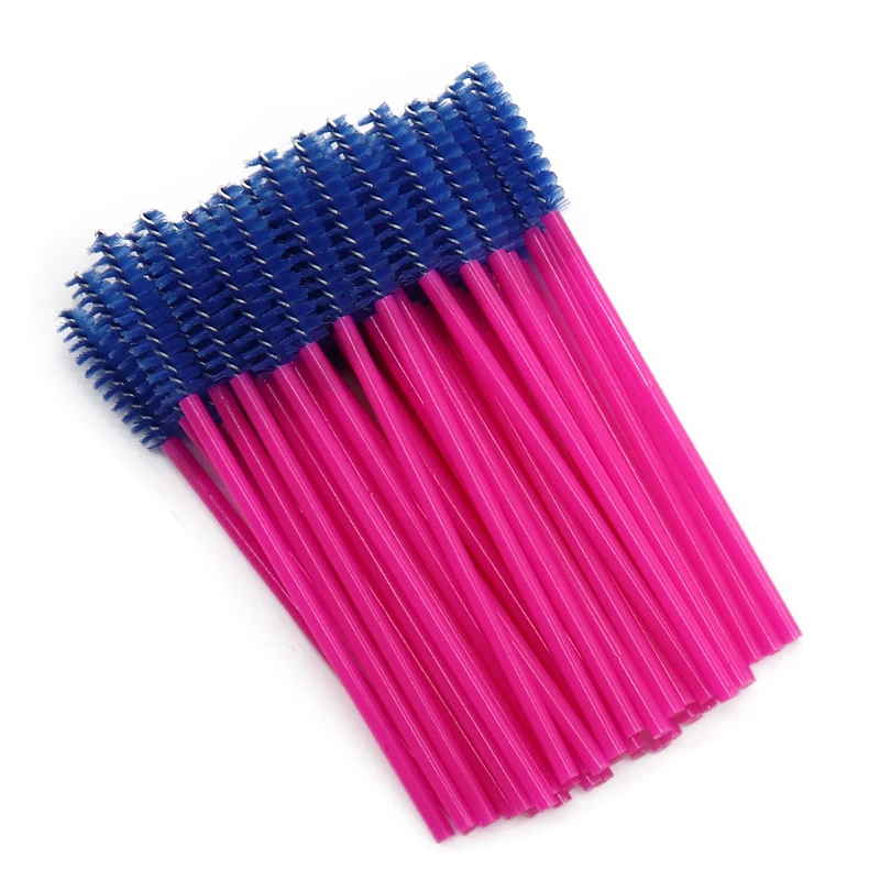 Rose Red To Blue 50 шт./лот Одноразовые ресниц расческа щетки для туши ресницы индивидуальные аппликатор Для женщин инструменты для макияжа; красота M03809 - Handle Color: Rose Red To Blue