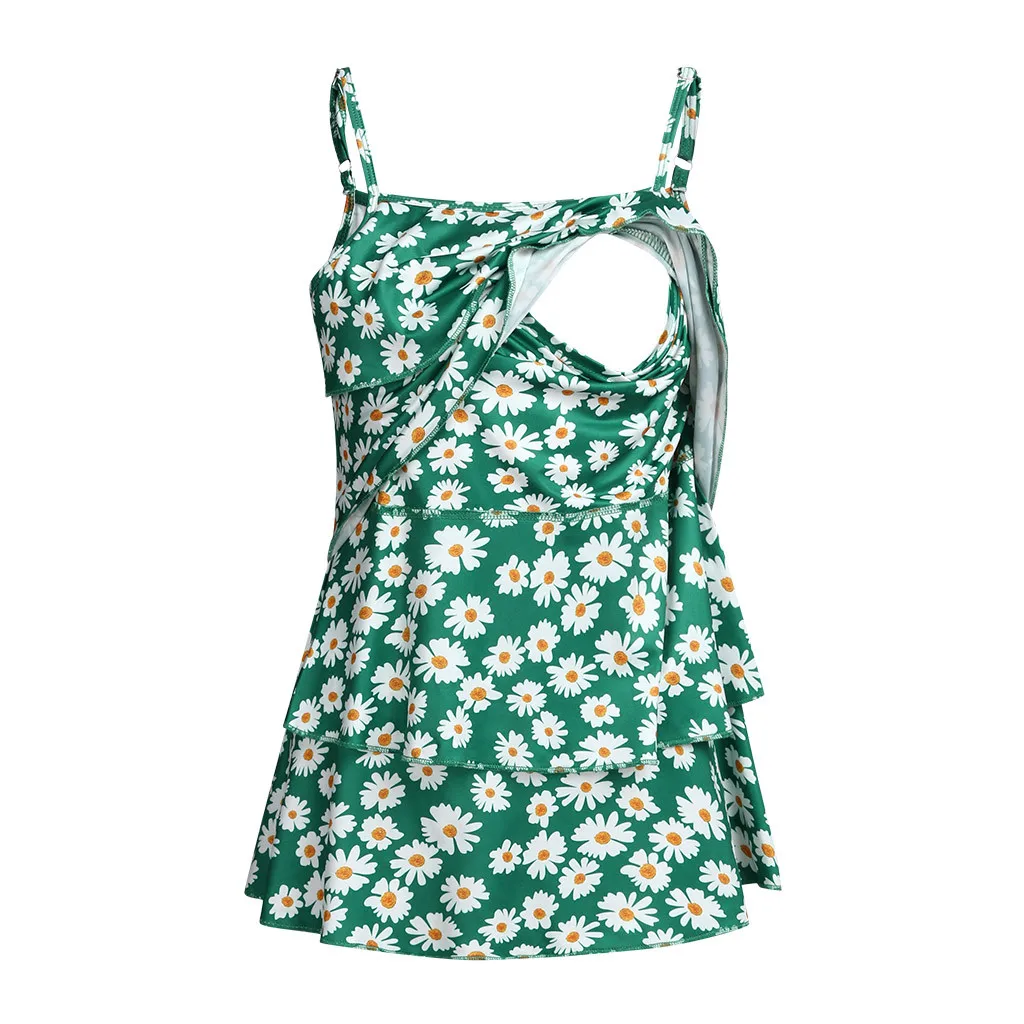 Женская рубашка для беременных Футболка без рукавов Топы кормления с цветочным