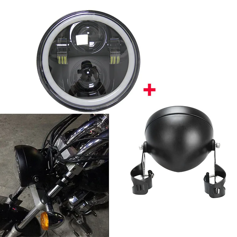 5 75 дюймовые мотоциклетные фары корпус ведра для Harley 3/4 ''светодиодный ные