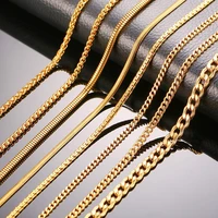 24 chain necklace for men classic simple stainless steel male colar jewelry gold color