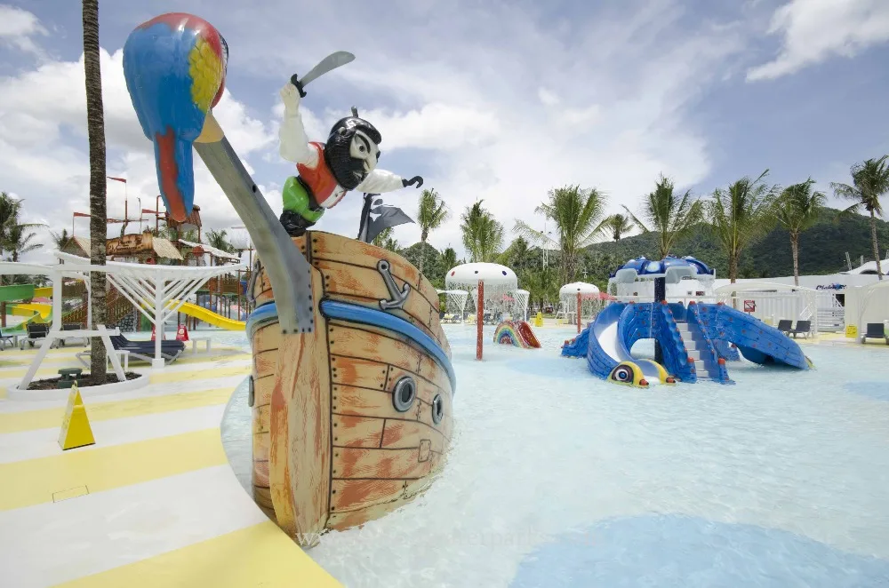 Мини оборудование для аквапарка из стекловолокна пиратский корабль с водной